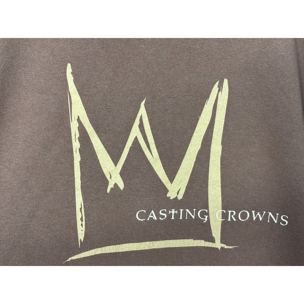 Casting Crowns T-Shirt Mens Brown Crew Neck Graphic Comfort Large Y2K Gildan
